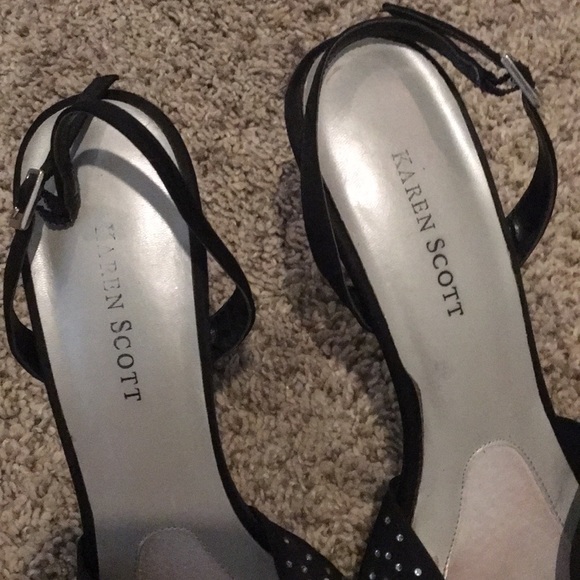 Karen Scott Formal Rhinestone Black Heels - Picture 2 of 8